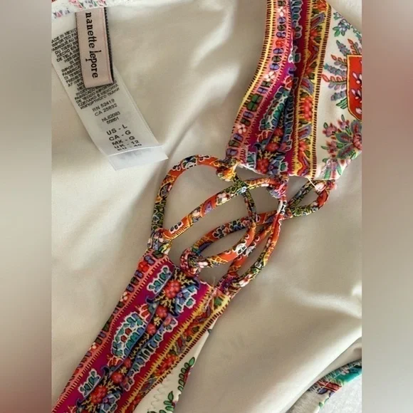 Nanette Lepore 2 Piece Swimwear Bathing Suit Multi Color Size L Adjustable - Picture 3 of 6